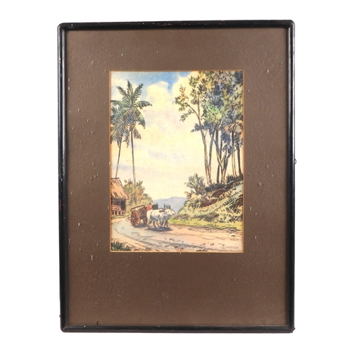 182 - J R Charton - a group of three watercolour paintings depicting Asian scenes, signed, framed & glazed... 