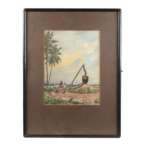 182 - J R Charton - a group of three watercolour paintings depicting Asian scenes, signed, framed & glazed... 