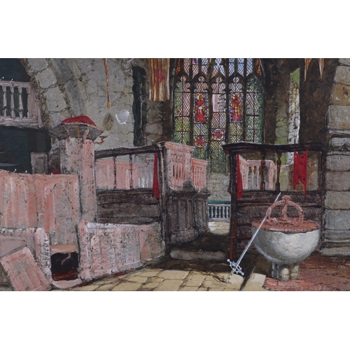 185 - S Rayner (19th century British) - Chapel Interior - watercolour, J & R Jennings label to verso, fram... 