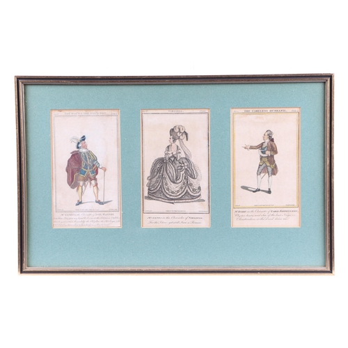 187 - A group of early 19th century coloured engravings depicting theatrical costume designs, each 10 by 1... 