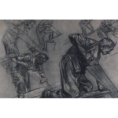 205 - After Sir Frank Brangwyn RA (1867-1956) - a lithograph print illustrating a carpenter, 40 by 30cms, ... 