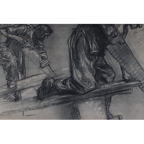 205 - After Sir Frank Brangwyn RA (1867-1956) - a lithograph print illustrating a carpenter, 40 by 30cms, ... 