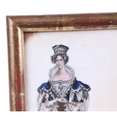 214 - Early 19th century school - Portrait of Queen Adelaide Saxe-Meiningen (Wife of William IV) wearing h... 