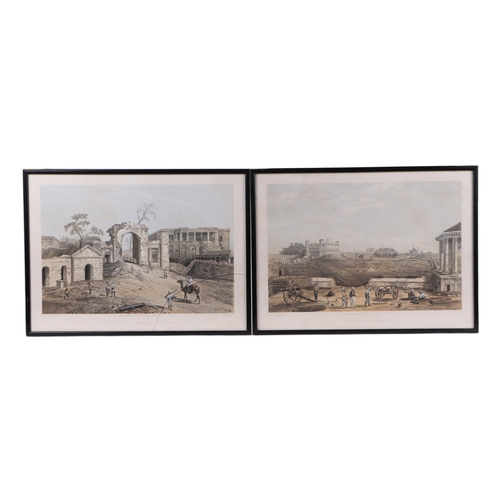 216 - SIEGE OF LUCKNOW :  seventeen coloured lithograph prints,  by Clifford Henry Mecham, all framed and ... 