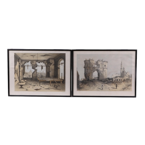 216 - SIEGE OF LUCKNOW :  seventeen coloured lithograph prints,  by Clifford Henry Mecham, all framed and ... 