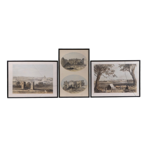 216 - SIEGE OF LUCKNOW :  seventeen coloured lithograph prints,  by Clifford Henry Mecham, all framed and ... 