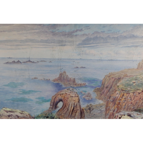 221 - B I Foster (early 20th century school) - Rocky Coastal Scene - signed lower right, watercolour, fram... 