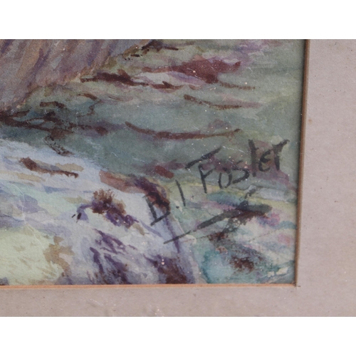 221 - B I Foster (early 20th century school) - Rocky Coastal Scene - signed lower right, watercolour, fram... 