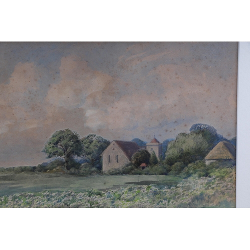 222 - E Garton King (early 20th century British) - Rural Landscape Scene with Central Church - signed lowe... 