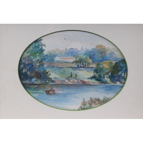 224 - M Crowly (Victorian school) - a pair of oval landscape scenes depicting a figure on a coastal path a... 