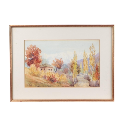 226 - English school - a set of three watercolour sketches depicting landscapes, the largest 29 by 19cms, ... 