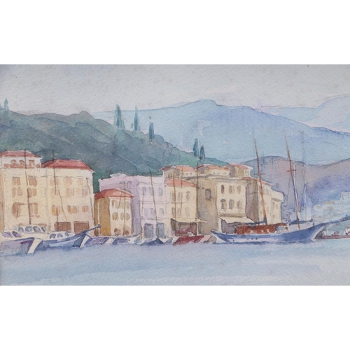 234 - Jerry Fidger (20th century school) - Continental Harbour Scene - signed lower right, watercolour, fr... 