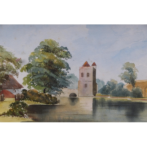 235 - Modern British - View of Halesham - watercolour, framed & glazed, 35 by 23cms.