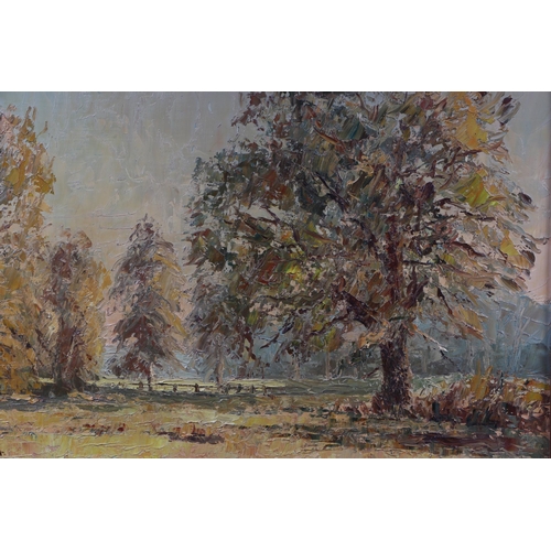 240 - Charles Brooker (modern British)- Landscape Scene - signed lower left, oil on board, framed, 45 by 2... 