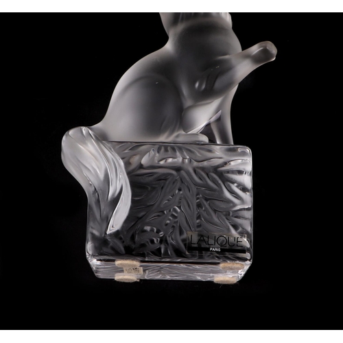 241 - A modern Lalique frosted glass figure in the form of a seated cat, 14.5cms high.