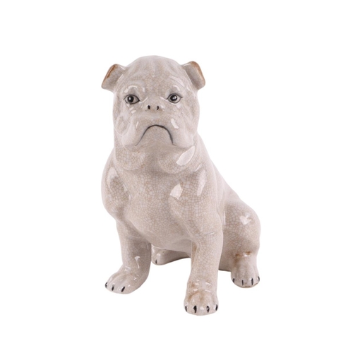 253 - A pottery ceramic figure of a bulldog, 20cms high.