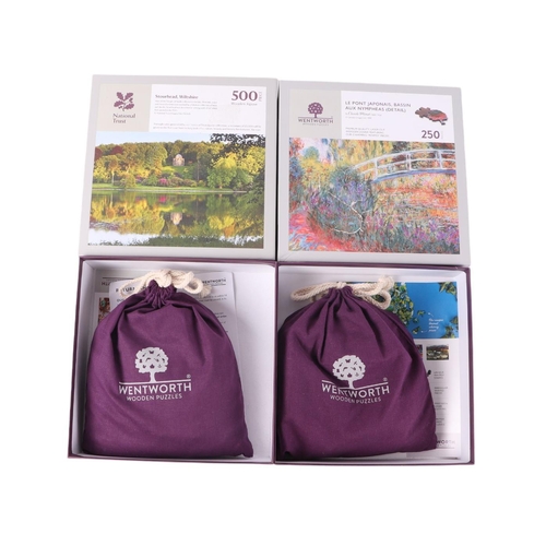 28 - Six Wentworth wooden jigsaw puzzles - Surf Shack, Village Bridge, Stourhead Wiltshire, Wish Upon A B... 