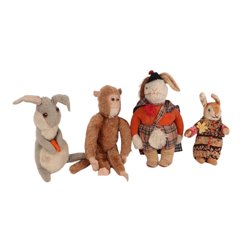 35 - A quantity of vintage plush toys to include a Merrythought dog; a Dean's Rag Book dog; a Nora Wellin... 