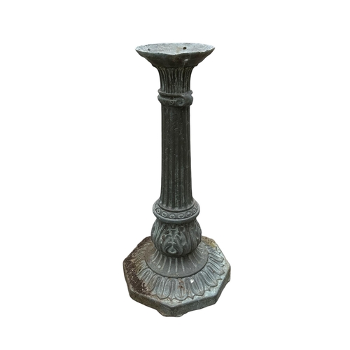 4 - A well weathered cast brass stand / column, 65cms high.