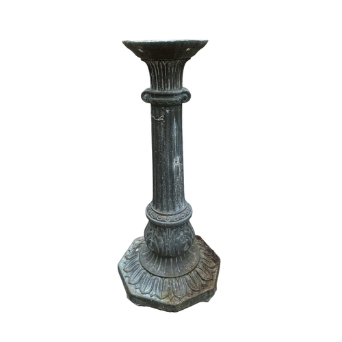 4 - A well weathered cast brass stand / column, 65cms high.