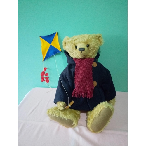 41 - Jane Humme, ‘Rolf’ jointed, gold mohair teddy bear, limited edition 5 of 15, card label, black glass... 