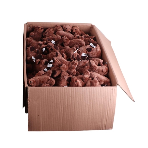 67 - New Old Stock, a box containing 96 Grizzly Bears, unjointed, dark brown plush, Made exclusively for ... 