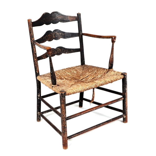 832 - An Arts and Crafts Pass chair in the style of Ernest Gimson (1864-1919), made in ebonised ash with r... 