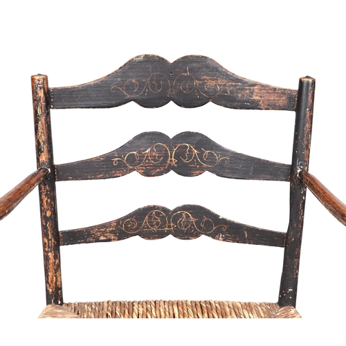 832 - An Arts and Crafts Pass chair in the style of Ernest Gimson (1864-1919), made in ebonised ash with r... 