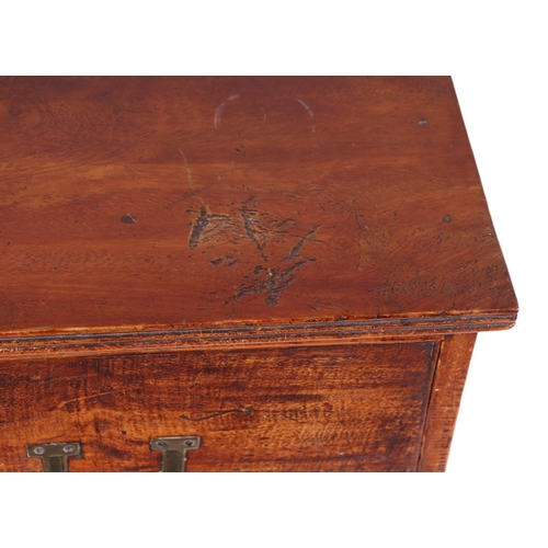 836 - A 19th century teak secretaire Campaign chest of small proportions, the top drawer opening to reveal... 