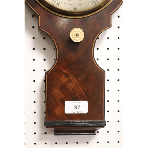 97 - A 19th century barometer thermometer, the silvered dial signed 'J Sutherland Derby', 93cms high.