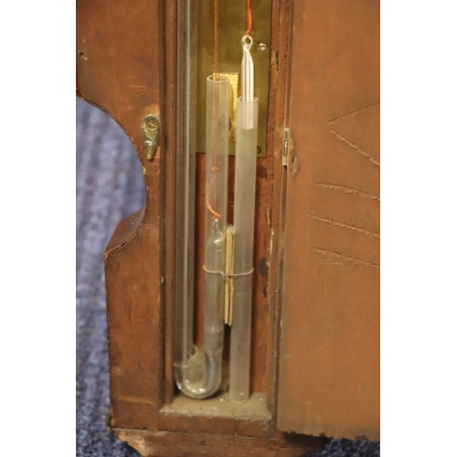 97 - A 19th century barometer thermometer, the silvered dial signed 'J Sutherland Derby', 93cms high.