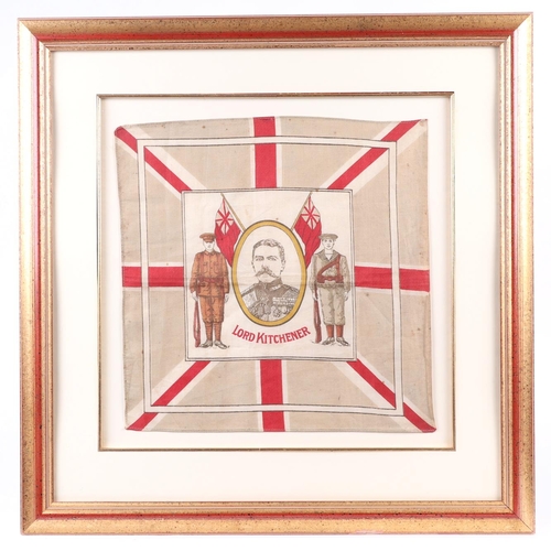 101 - Boer War interest.  A handkerchief featuring Lord Kitchener, 32 by 32cms; together with another feat... 