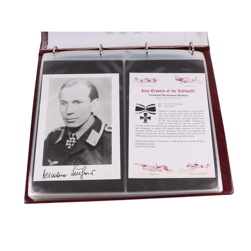 109 - Two albums of WWII Luftwaffe and German U-Boat Iron Cross winners original autographed photographs (... 