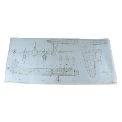 112 - WWII Aviation Interest:  A carbonated 1950's British Aeronautical blueprint plans, 88 by 40cms (2).