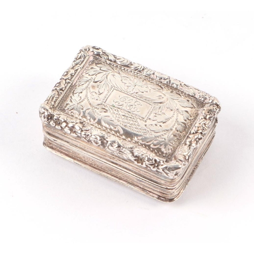 1157 - A Georgian silver vinaigrette, marks rubbed; together with a silver box in the form of a pig, 5cms l... 