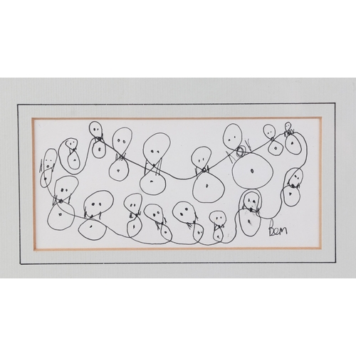 127 - BEM (modern British) - pen & ink abstract drawing, signed lower right, 15 by 7cms.