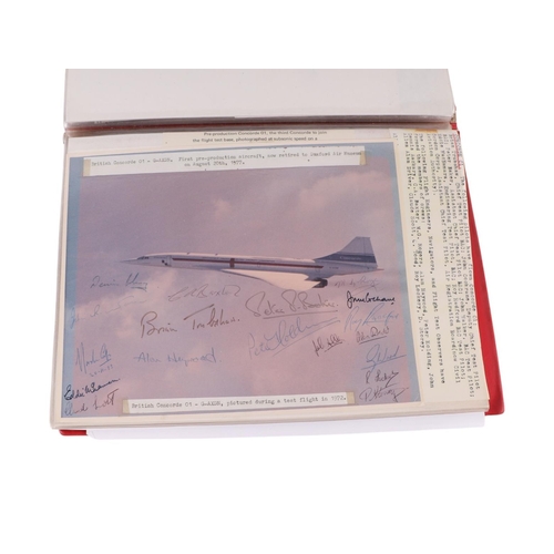 13 - Concorde interest:  A large unique collection of Concorde ephemera containing many signed Brian Trub... 