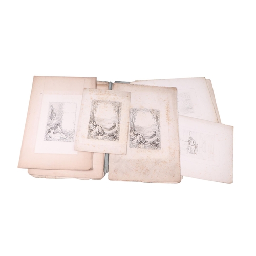 151 - A collection of unframed antique prints including Rembrandt, Durer and two prints of Turkish Sultans... 