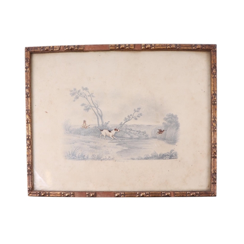 153 - B Fenning (early 19th century school) - Snipe Hunting Scene - pencil and watercolour, framed & glaze... 