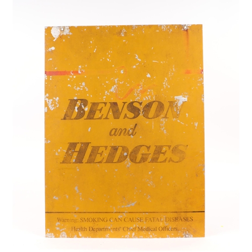 1645 - An original double sided painted tin advertising sign 'BENSON & HEDGES', 45 by 61cms.