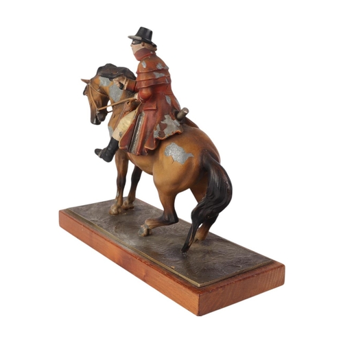 1647 - An early 20th century Austrian cold painted spelter figural match striker in the form of Dick Turpin... 