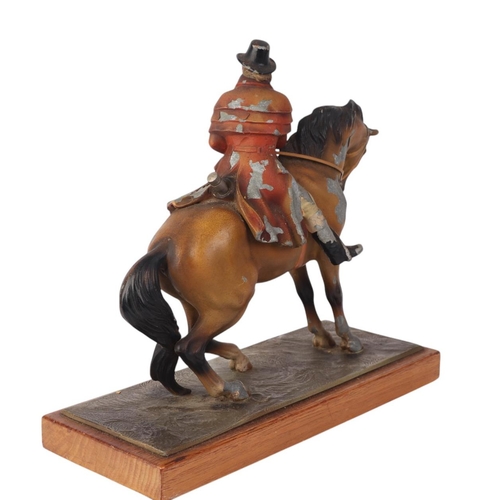 1647 - An early 20th century Austrian cold painted spelter figural match striker in the form of Dick Turpin... 