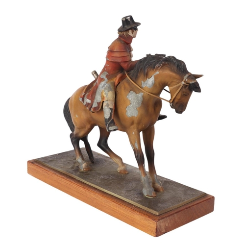 1647 - An early 20th century Austrian cold painted spelter figural match striker in the form of Dick Turpin... 