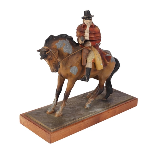 1647 - An early 20th century Austrian cold painted spelter figural match striker in the form of Dick Turpin... 