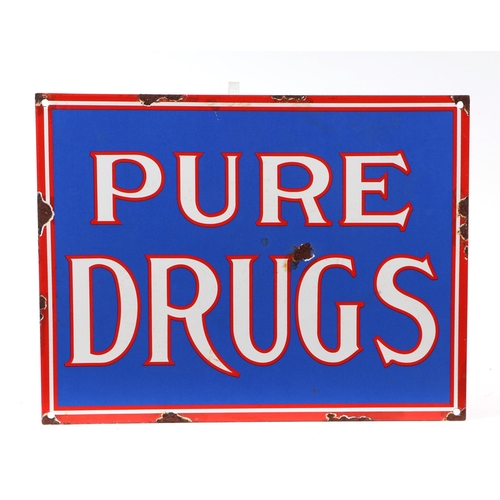 1707 - An enamel sign 'Pure Drugs', 38 by 29cms.