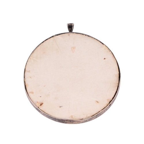 1825 - A George V silver and enamel circular pendant photo frame, Birmingham 1914, 6cms diameter.