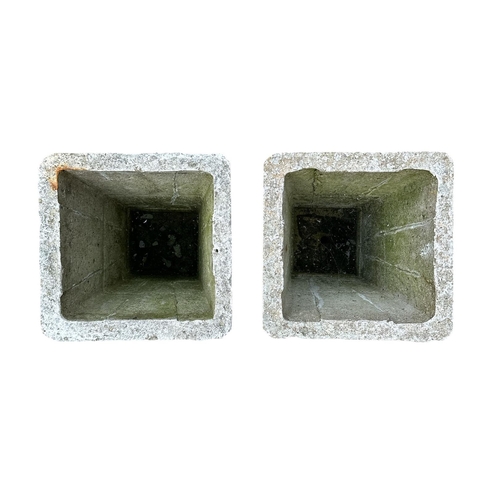 2 - A pair of stoneware planters of square tapering form, 25cms wide (2).