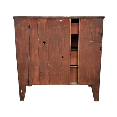 2484 - An early 19th century figured mahogany bowfront chest of two short and three graduated long drawers,... 