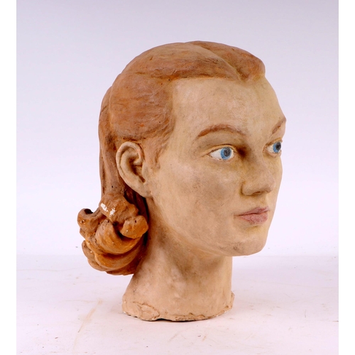 275 - William Dench (circa 1960) - two plaster head studies of young girls, 26cms and 22cms high (2).