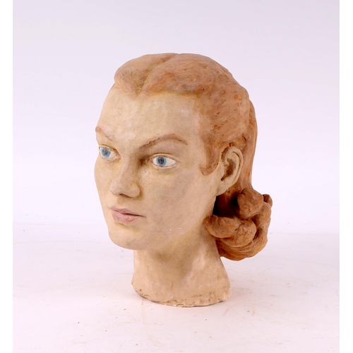 275 - William Dench (circa 1960) - two plaster head studies of young girls, 26cms and 22cms high (2).